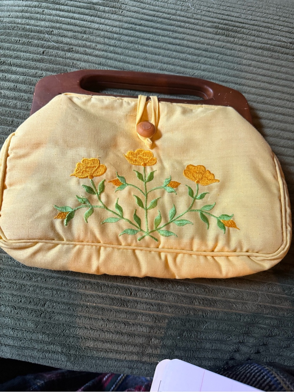 Yellow Floral Embroidered Women’s Handbag